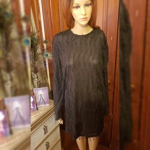 Zara Black Fringe Dress